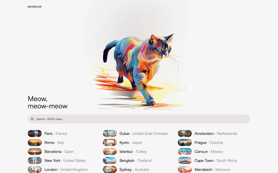 Screenshot of Meoweler.com