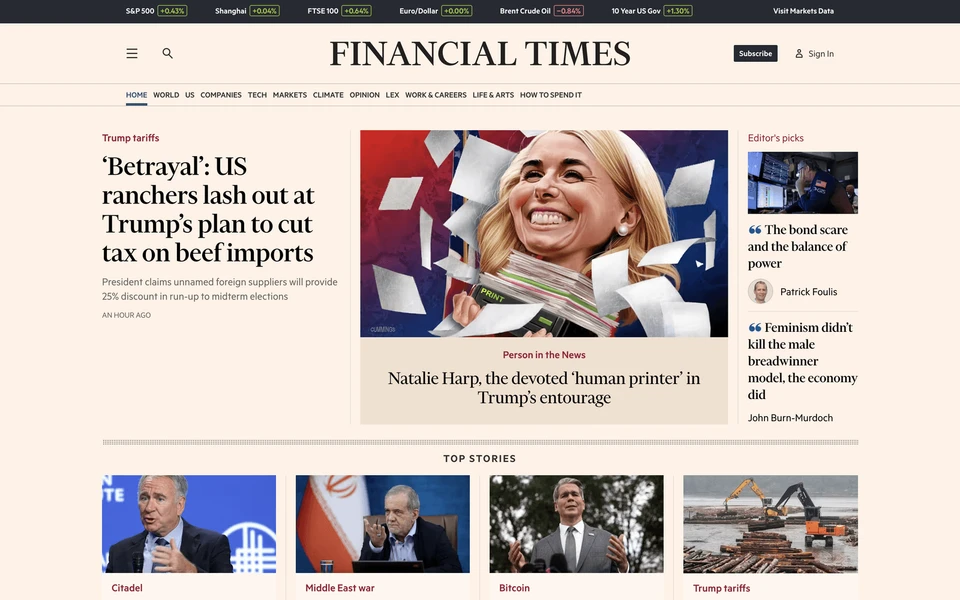 Screenshot of FT.com