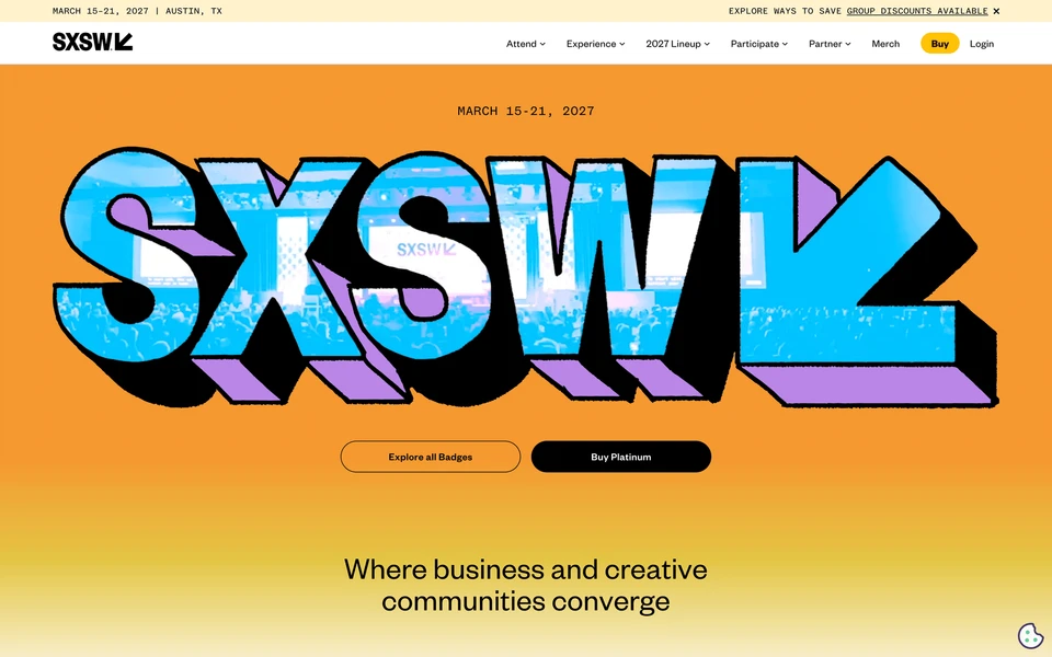 Screenshot of SXSW.com