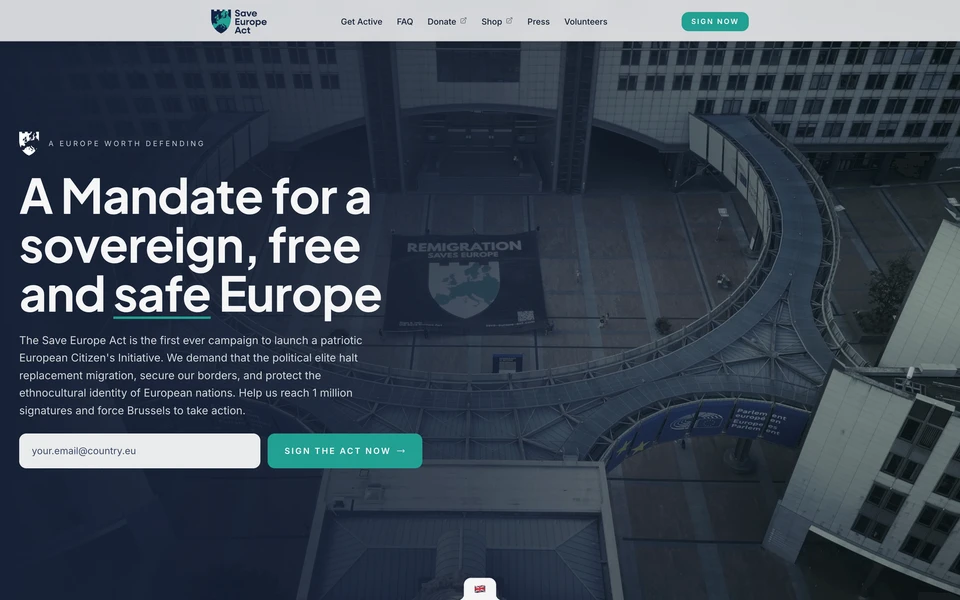 Screenshot of Save-Europe-Act.com