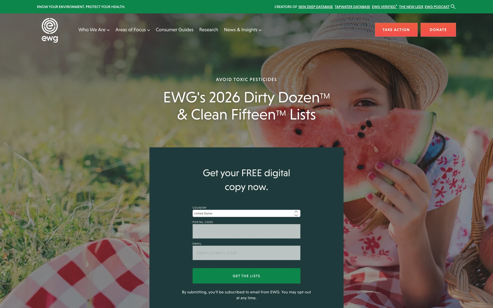 Top screenshot of EWG.org