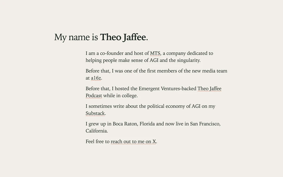 Screenshot of TheoJaffee.net