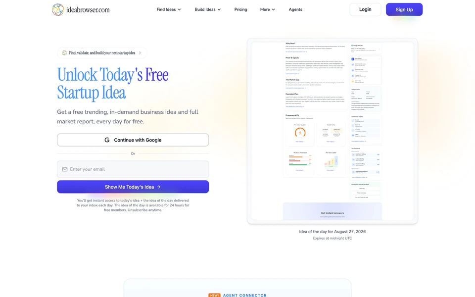 Screenshot of IdeaBrowser.com