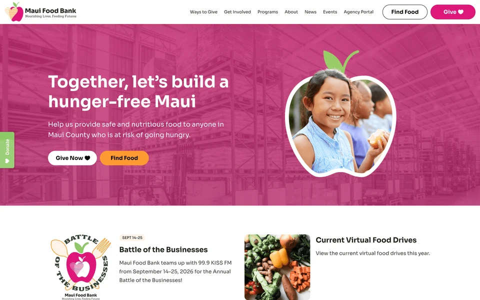 Screenshot of MauiFoodBank.org