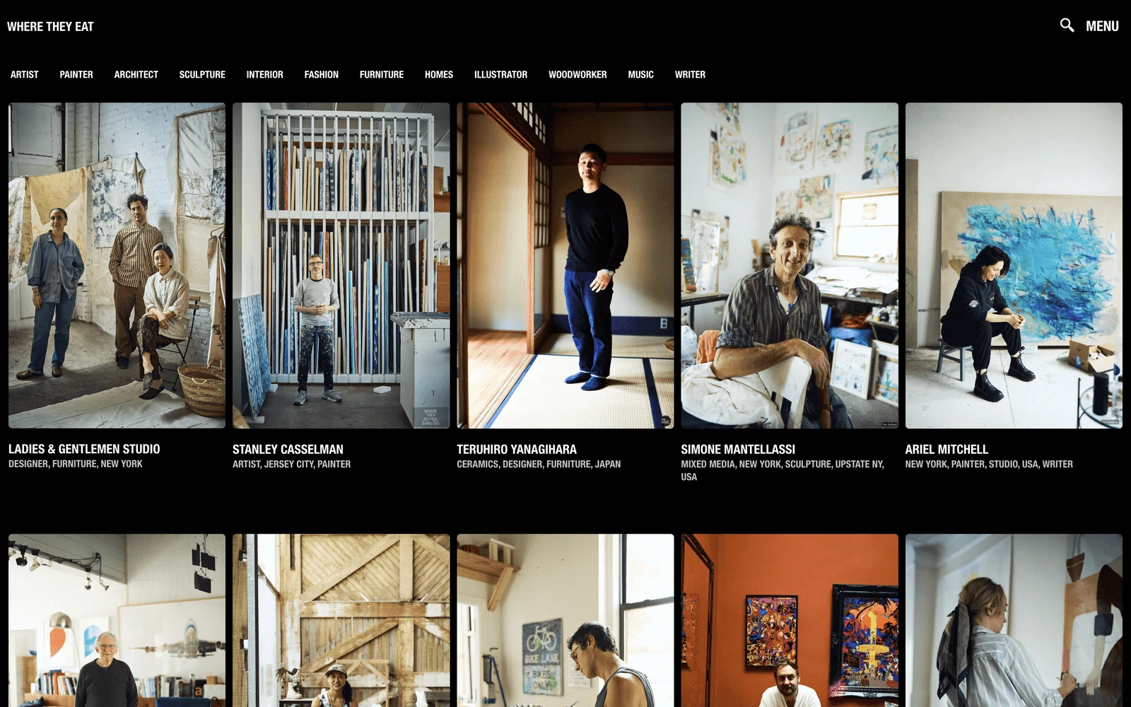 Top screenshot of WhereTheyCreate.com