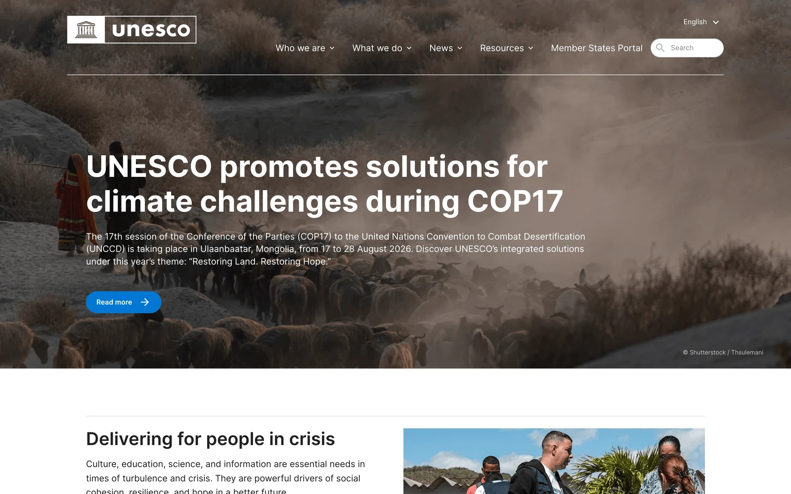 Top screenshot of UNESCO.org