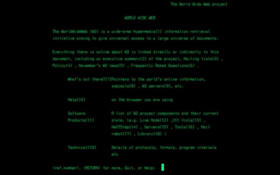 Screenshot of CERN.ch LineMode