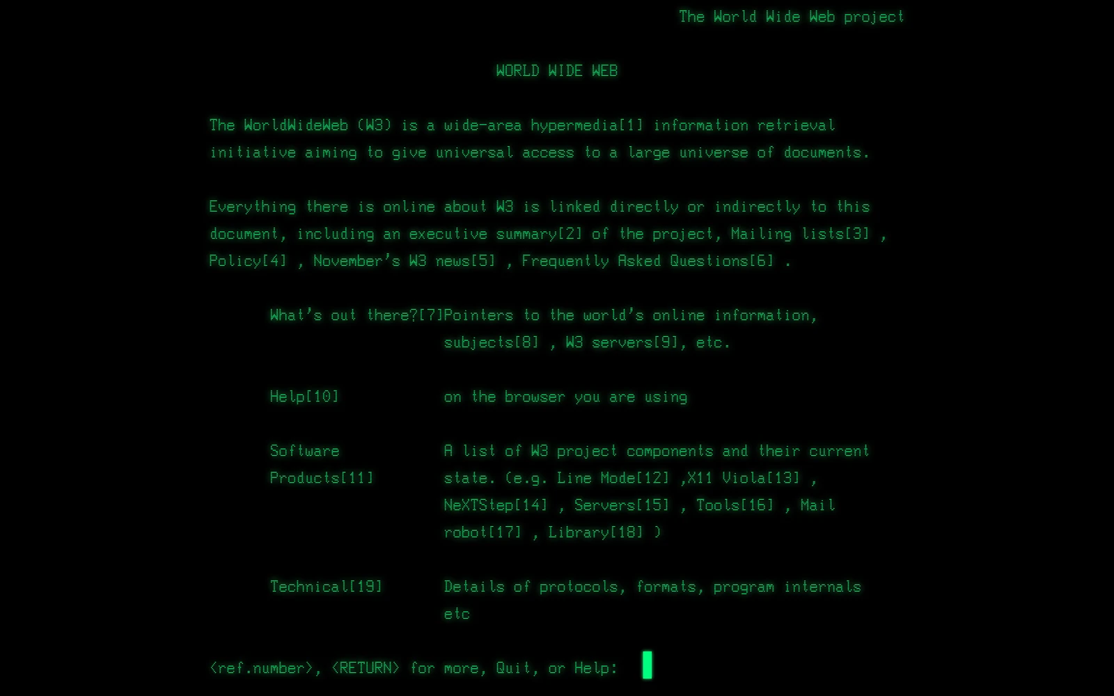 Top screenshot of CERN.ch LineMode
