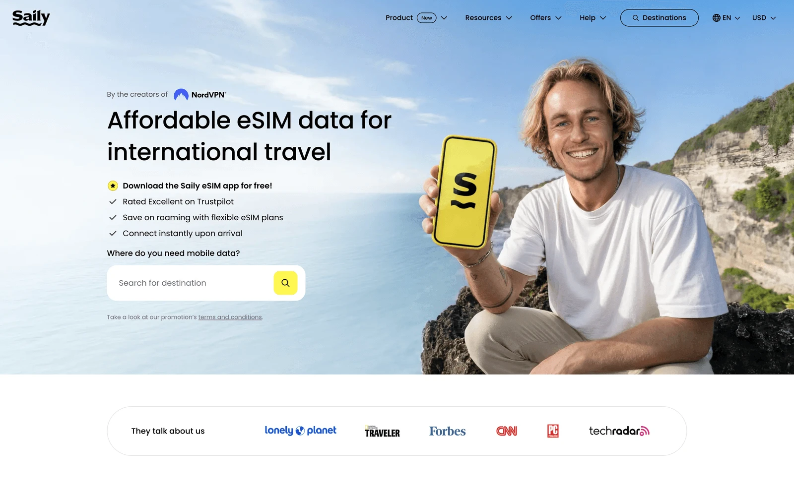 Top screenshot of Saily.com