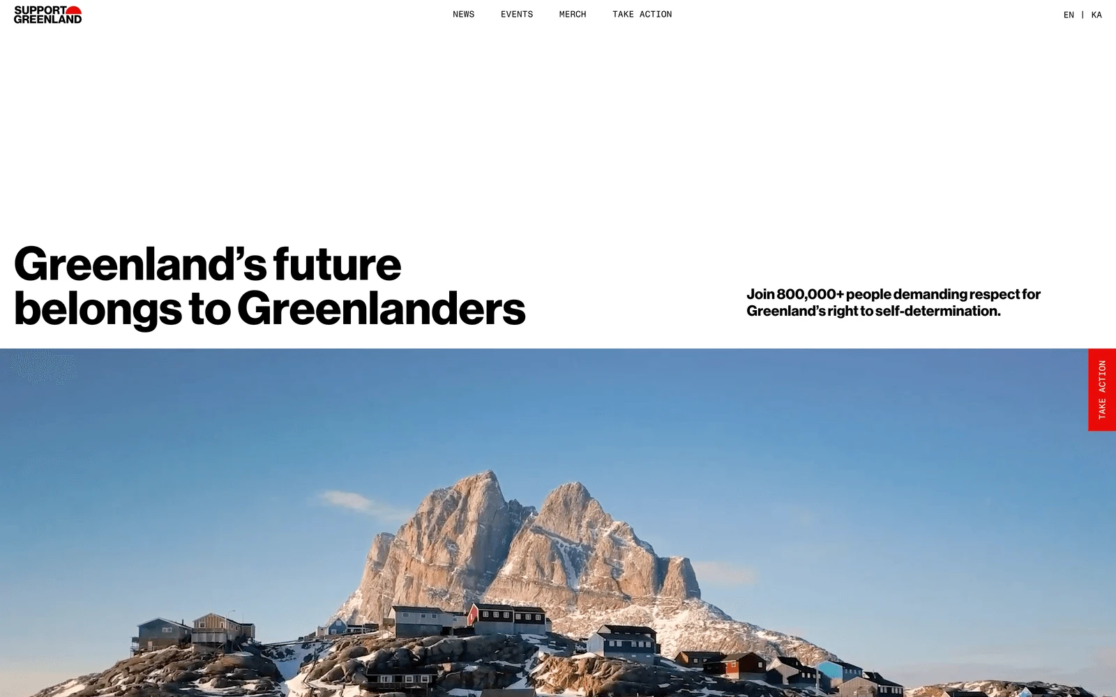 Top screenshot of SupportGreenland.org