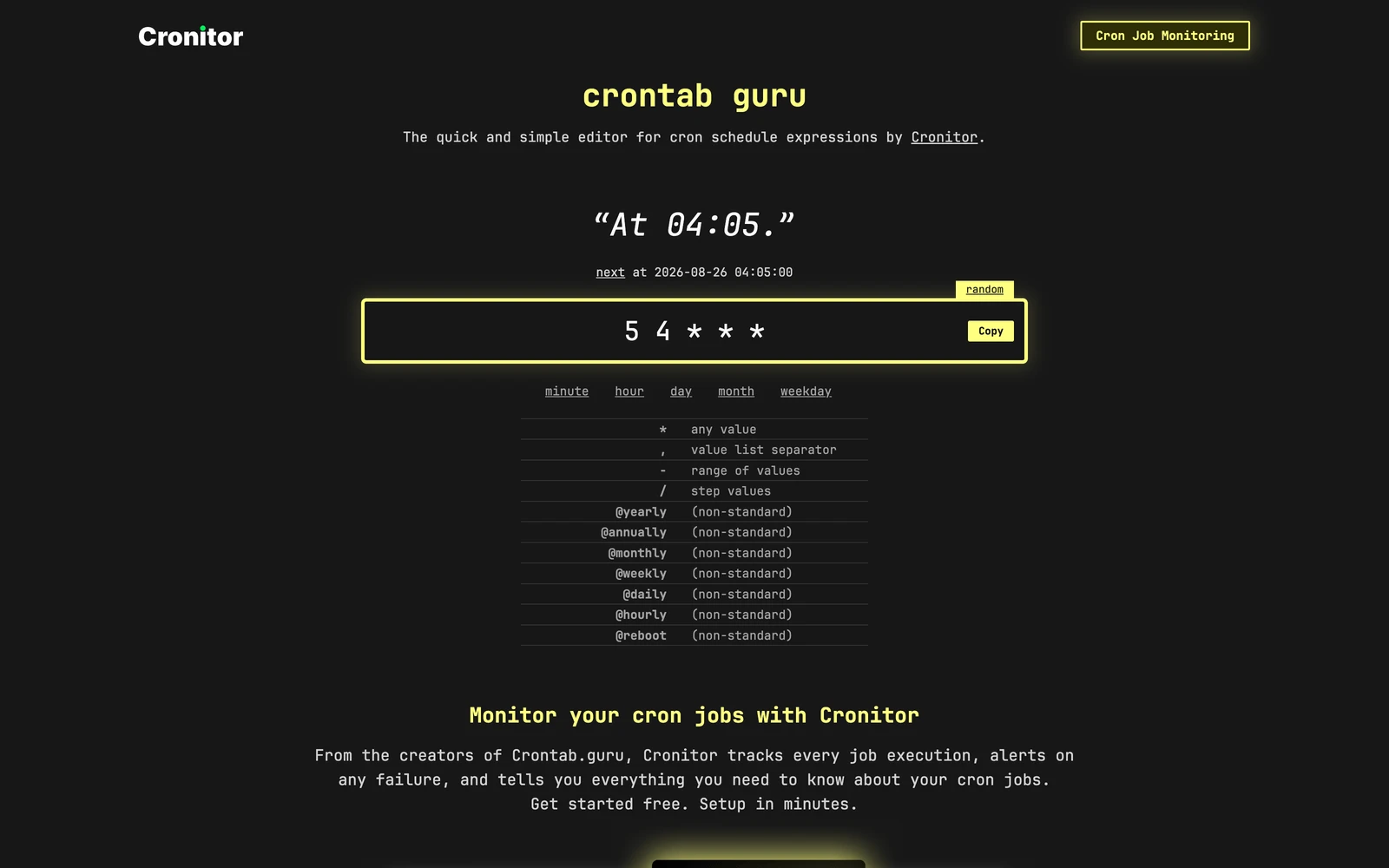 Top screenshot of Crontab.Guru