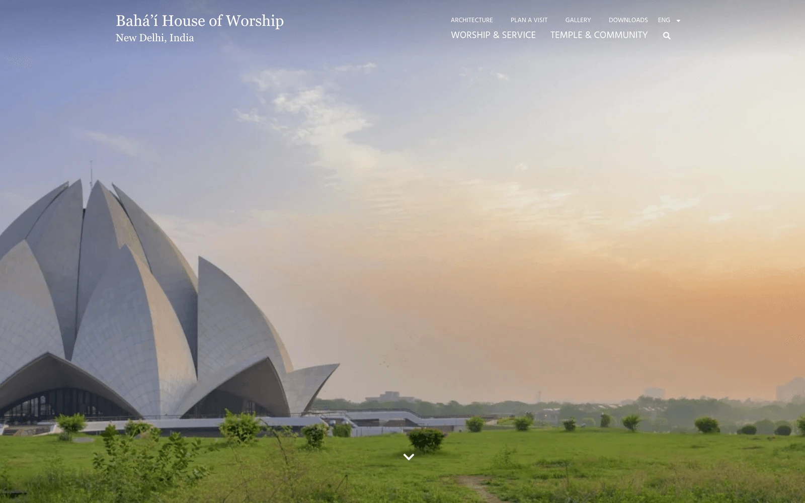 Top screenshot of BahaiHouseOfWorship.in