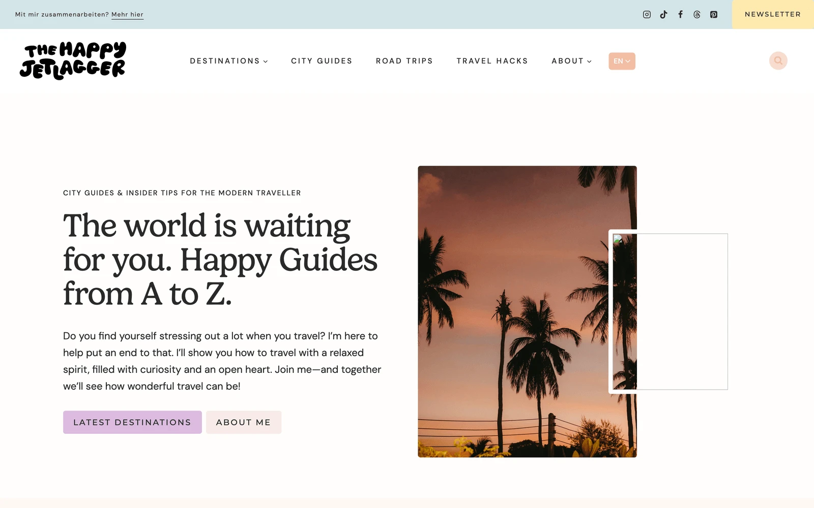 Top screenshot of TheHappyJetlagger.com