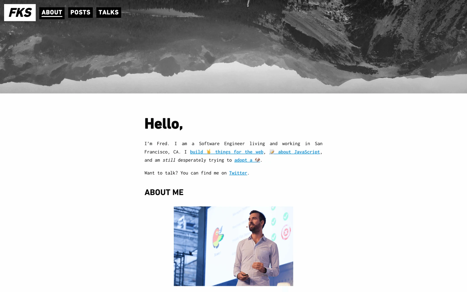 Top screenshot of FredKSchott.com