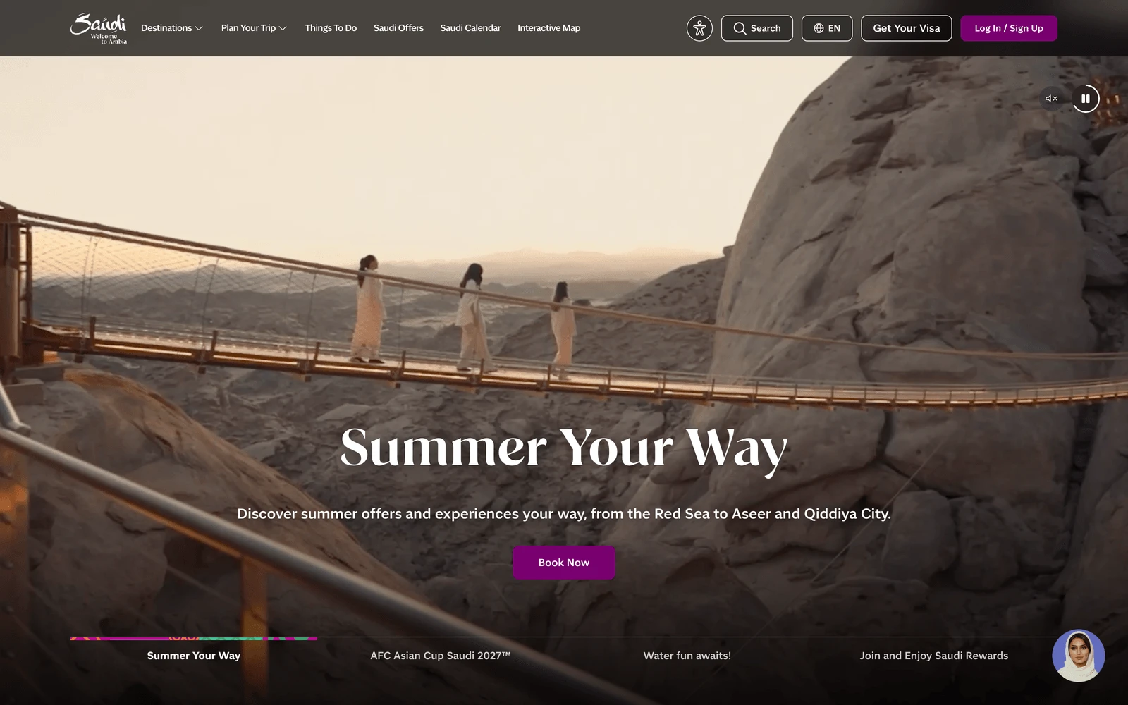 Top screenshot of VisitSaudi.com
