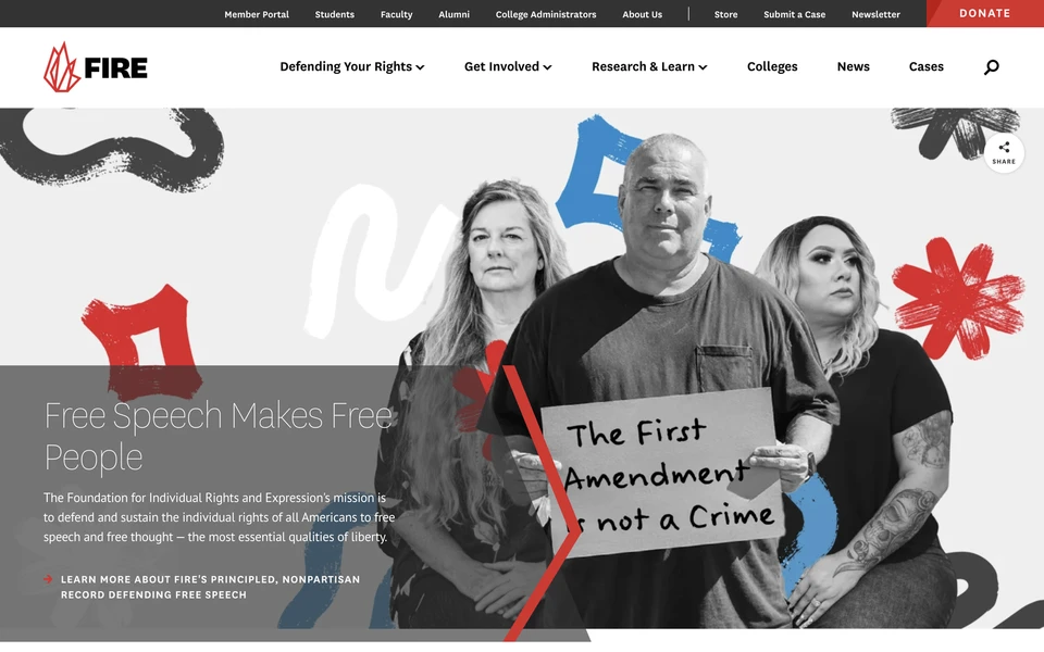 Screenshot of FIRE.org