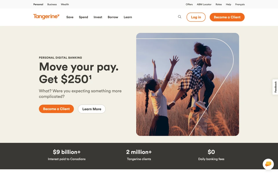 Screenshot of Tangerine.ca