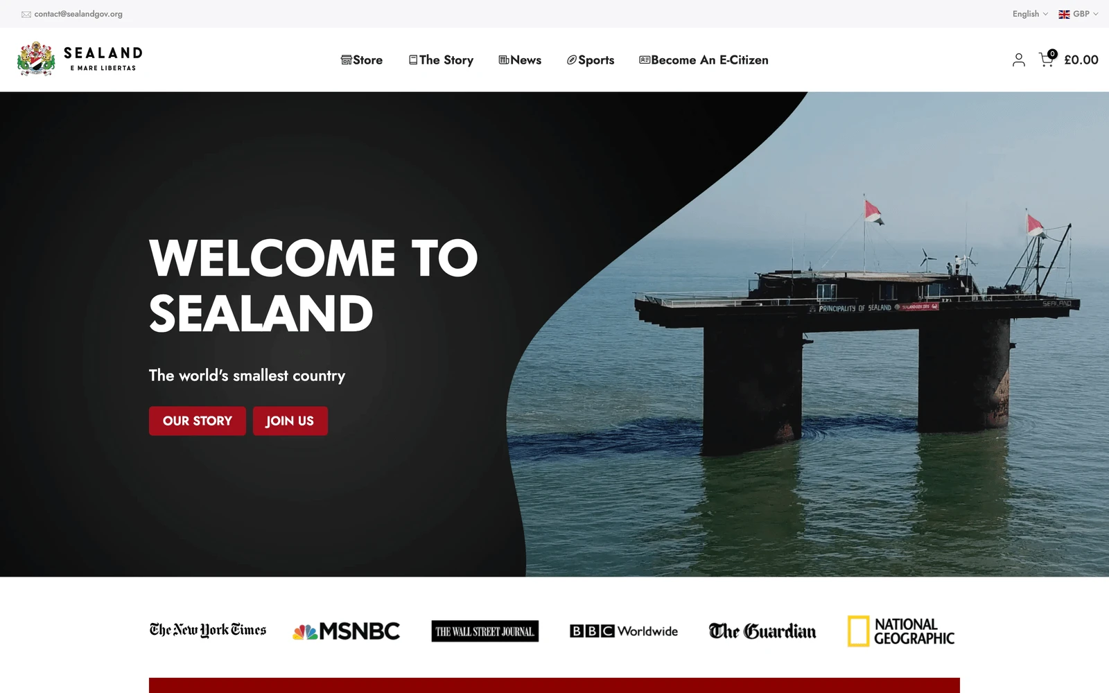 Top screenshot of SealandGov.org