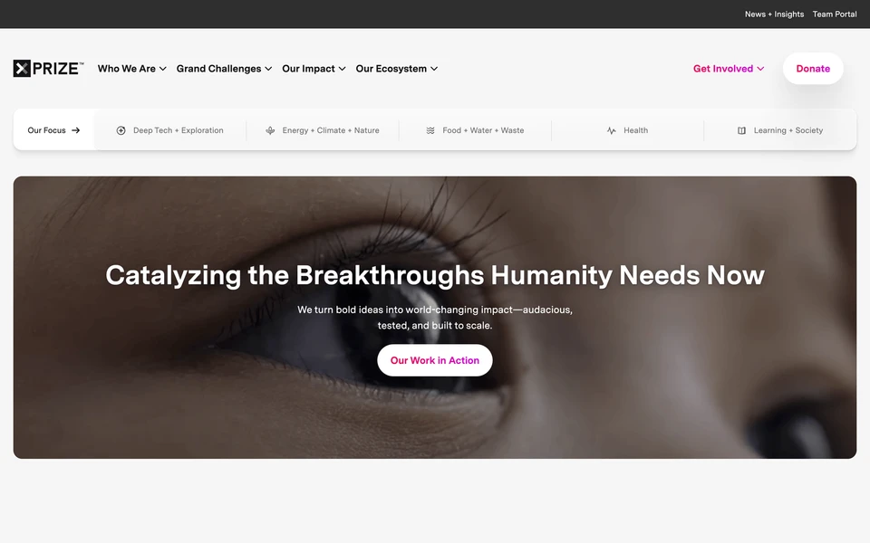 Screenshot of XPRIZE.org
