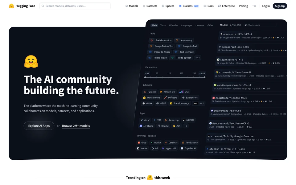 Screenshot of HuggingFace.co