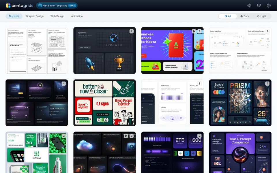 Screenshot of BentoGrids.com