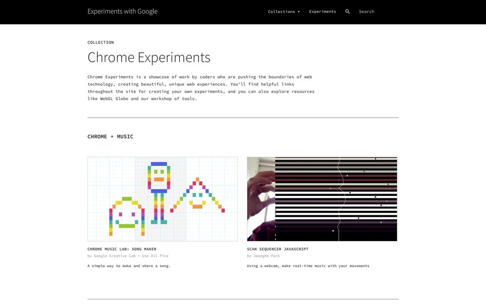Screenshot of WithGoogle.com Experiments