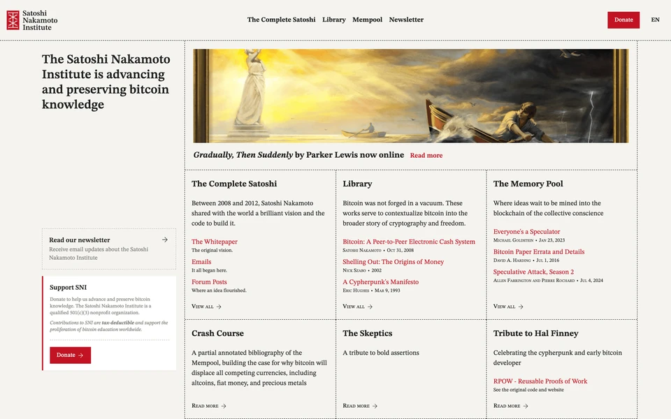 Screenshot of NakamotoInstitute.org