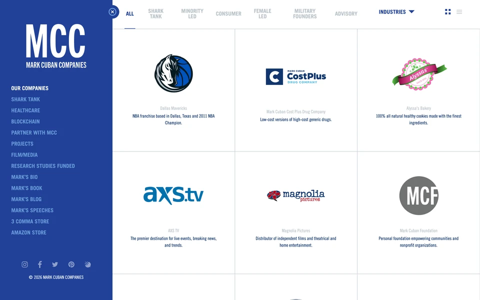 Screenshot of MarkCubanCompanies.com