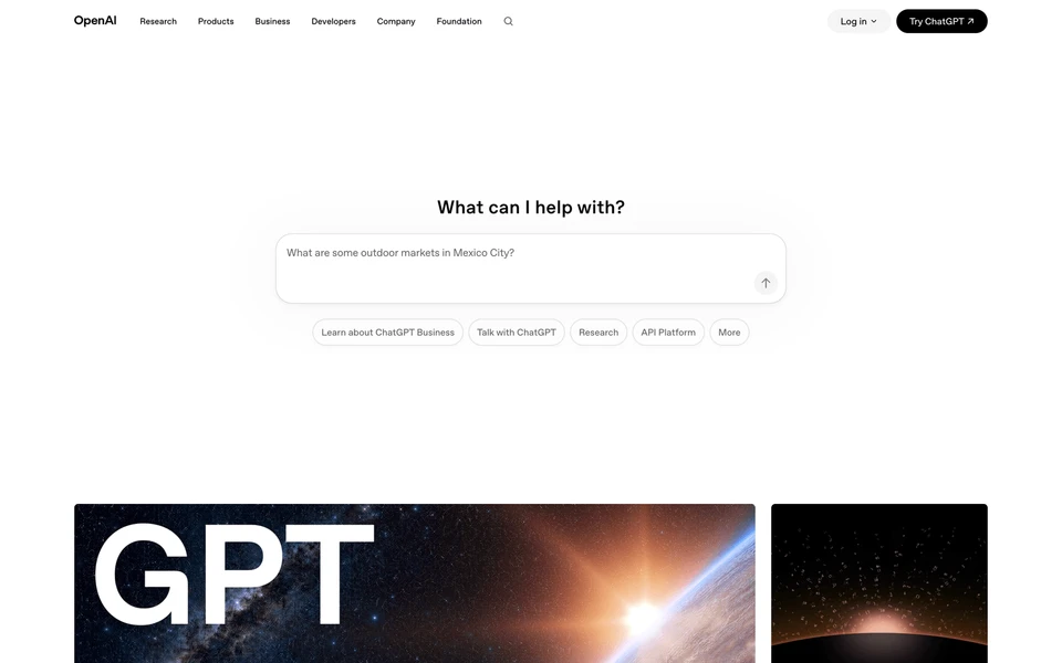 Screenshot of OpenAI.com
