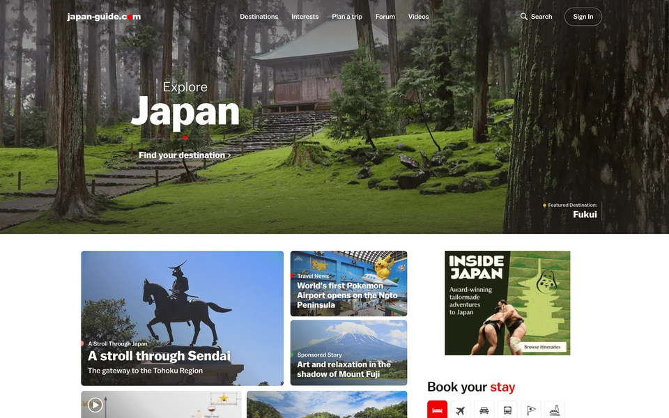 Screenshot of Japan-Guide.com