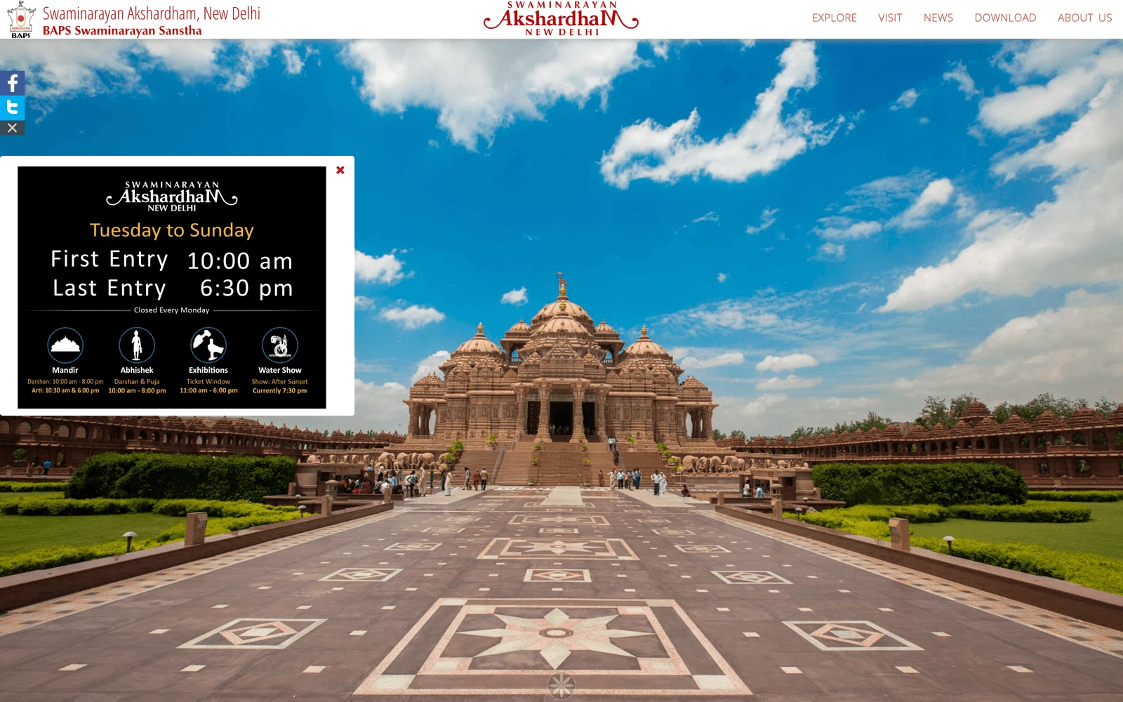 Top screenshot of Akshardham.com