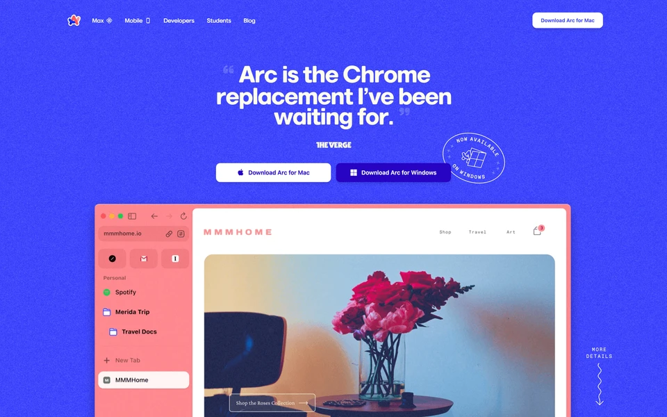 Screenshot of Arc.net
