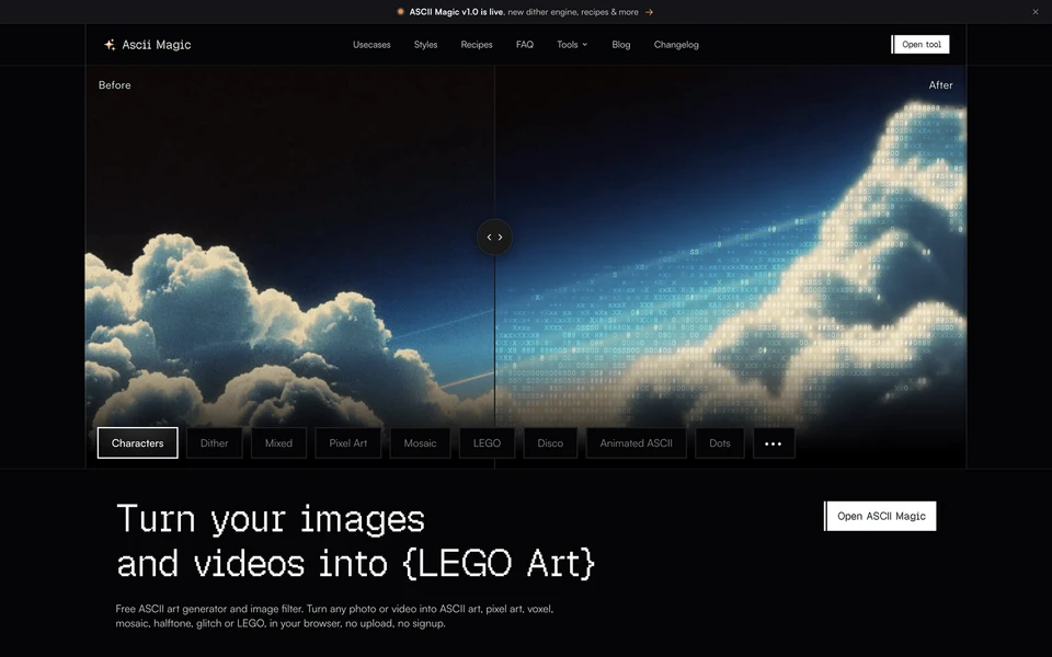 Screenshot of ASCII-Magic.com