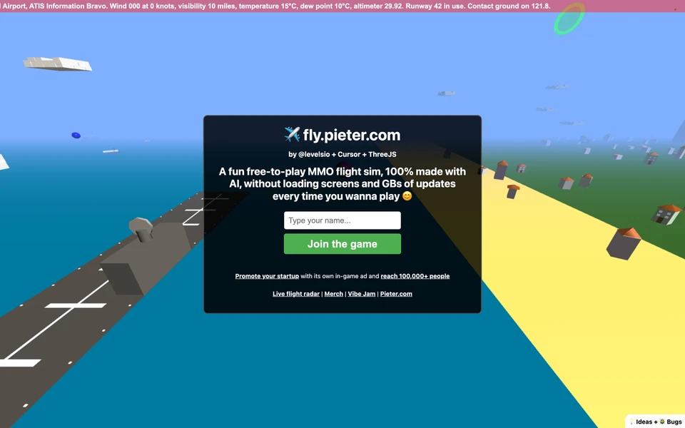 Screenshot of Fly.Pieter.com