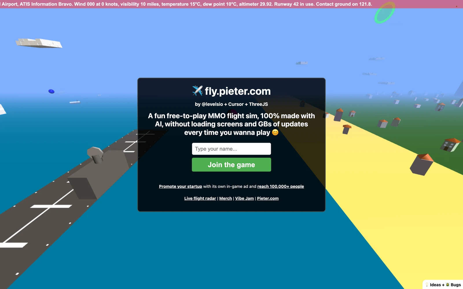 Top screenshot of Fly.Pieter.com