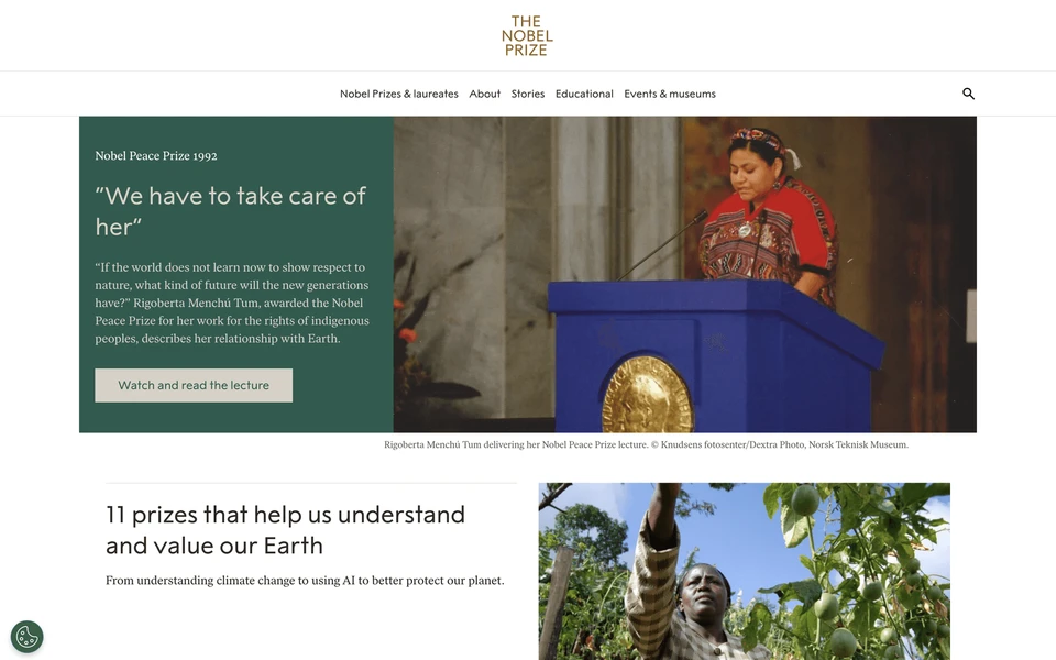 Screenshot of NobelPrize.org