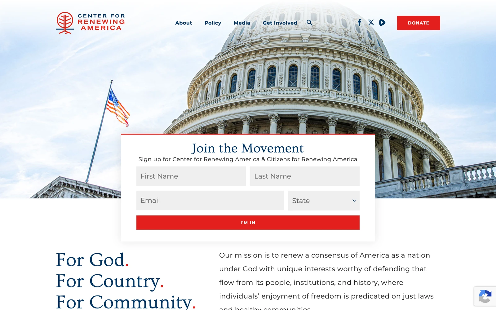 Top screenshot of AmericaRenewing.com