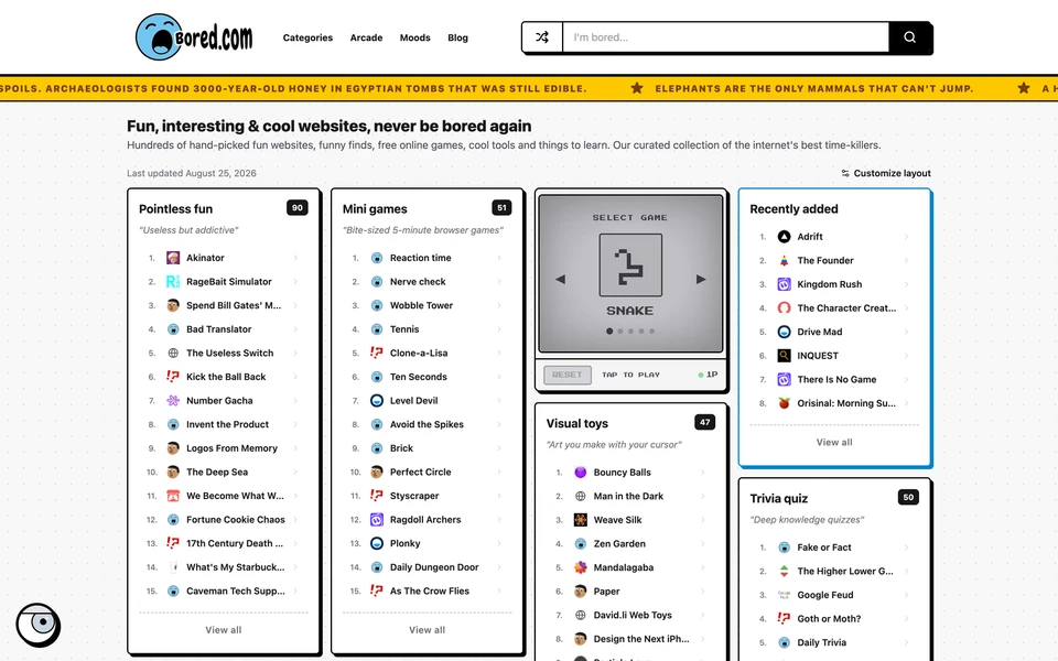 Screenshot of Bored.com