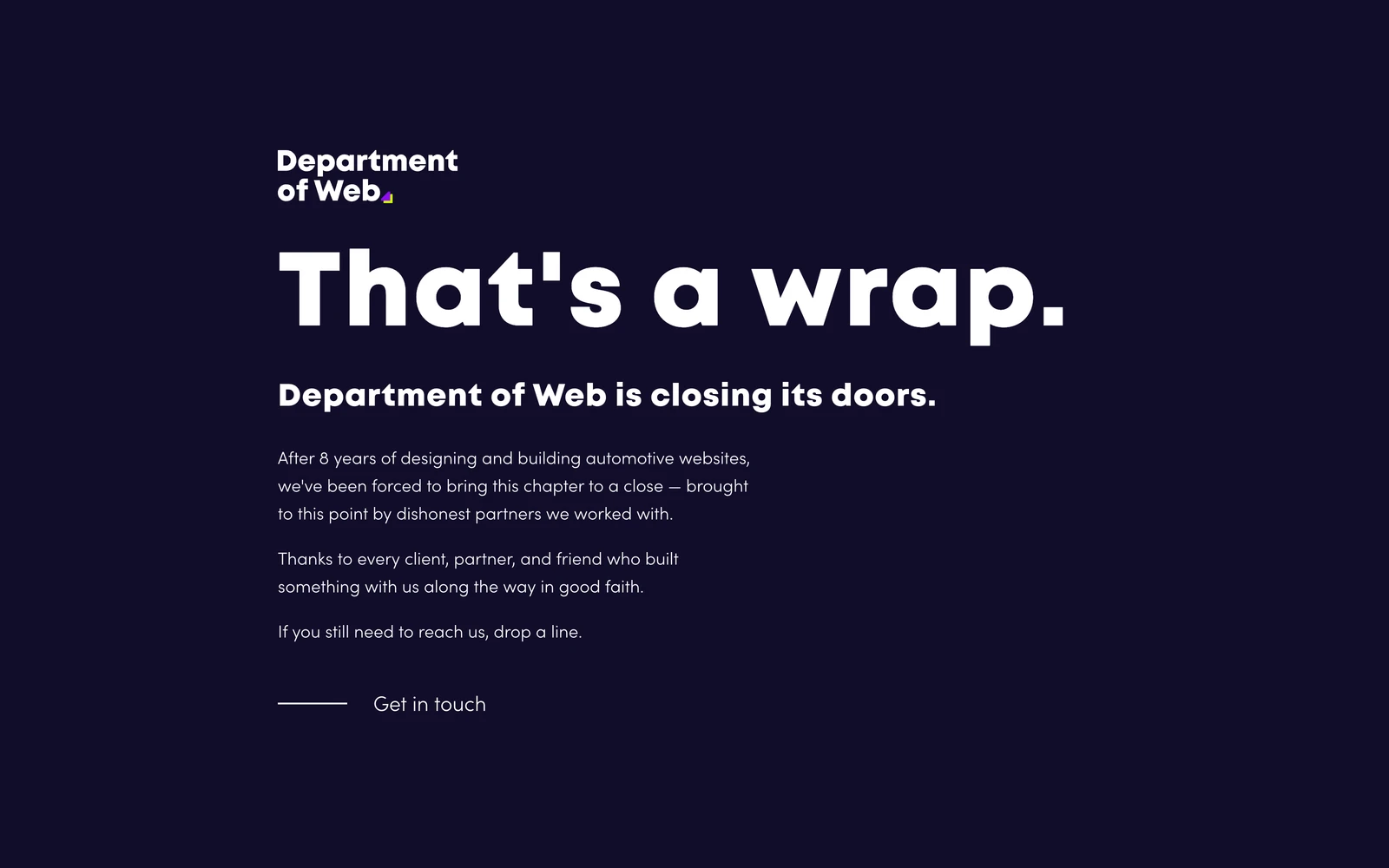 Top screenshot of DepartmentOfWeb.com