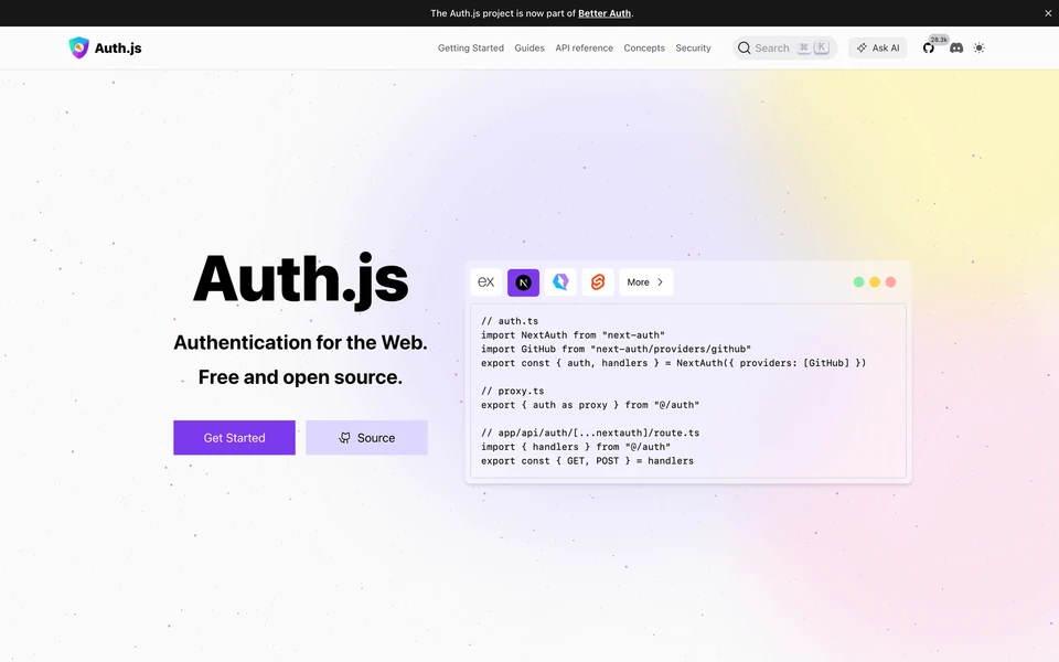 Screenshot of AuthJS.dev