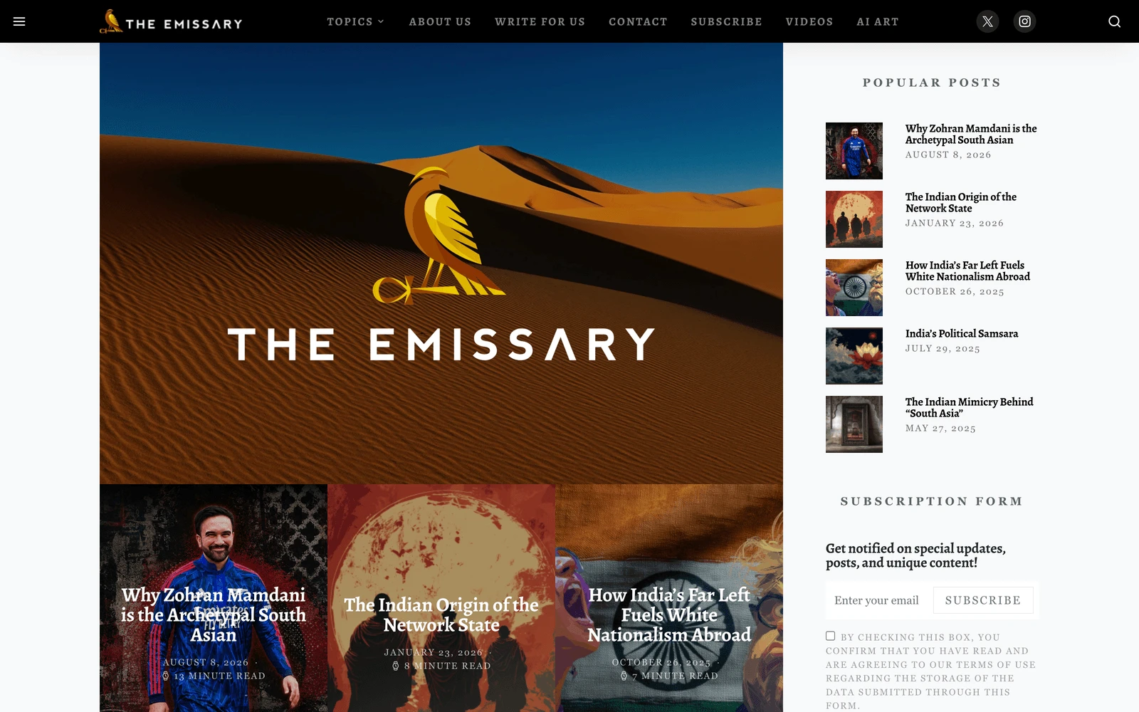 Top screenshot of TheEmissary.co