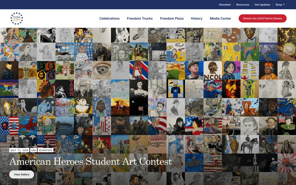 Screenshot of Freedom250.org