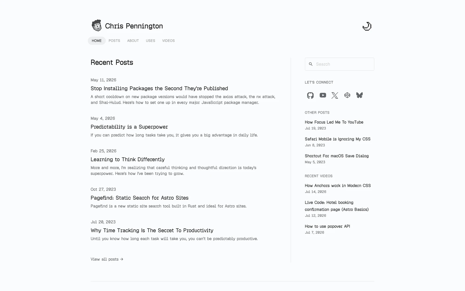 Top screenshot of ChrisPennington.dev