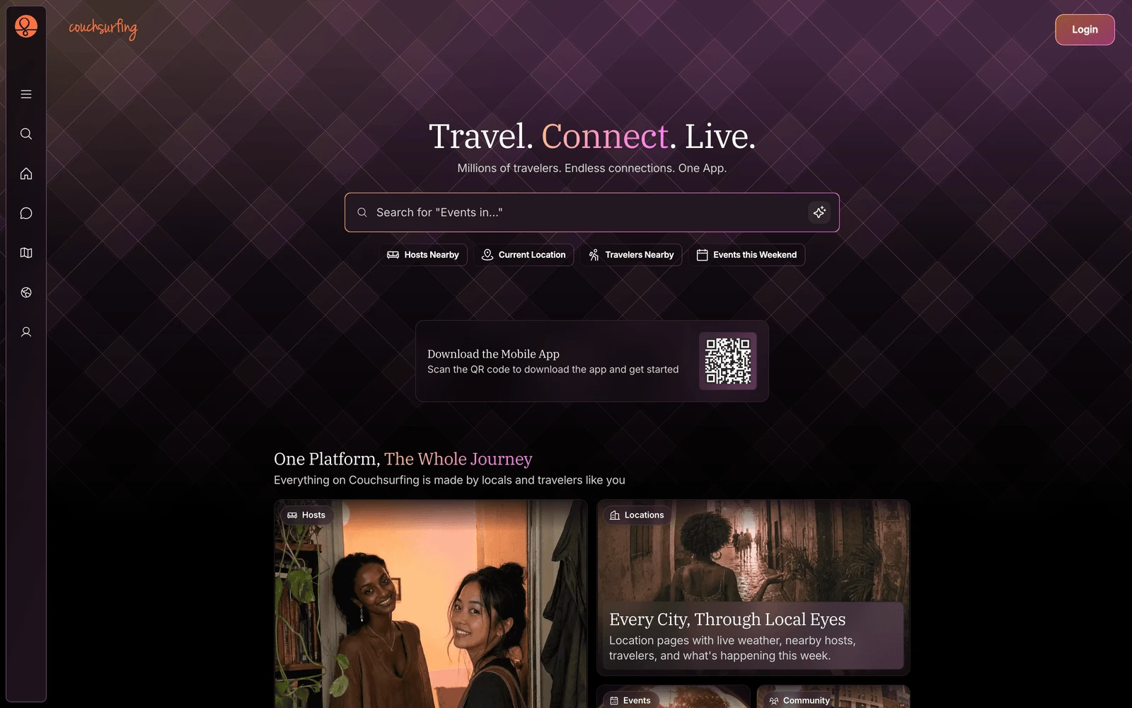 Top screenshot of CouchSurfing.com