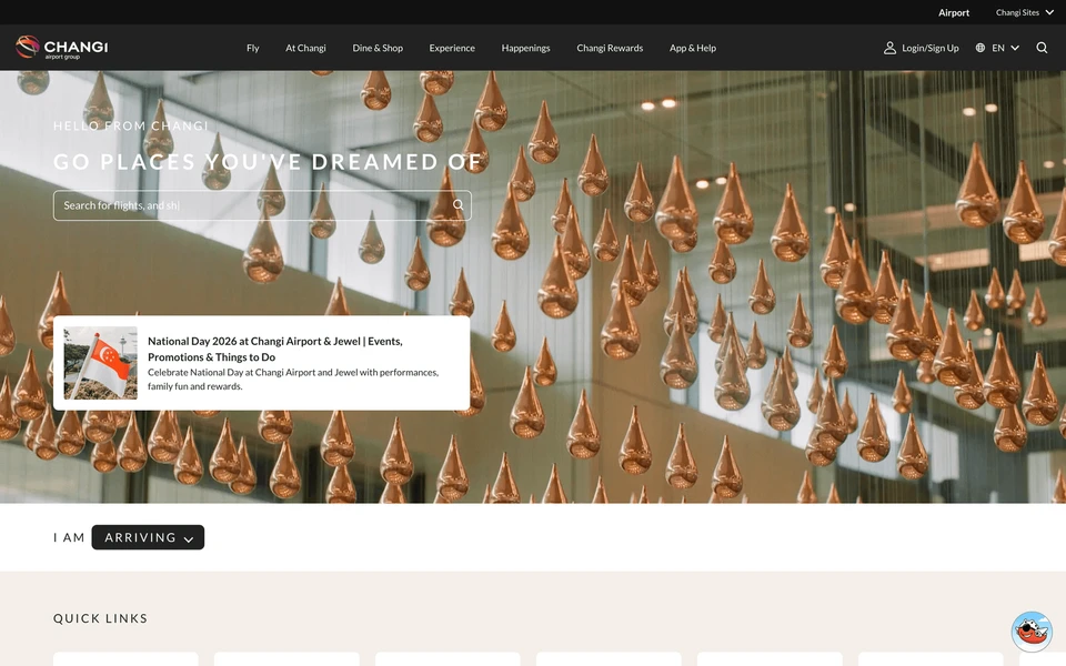 Screenshot of ChangiAirport.com