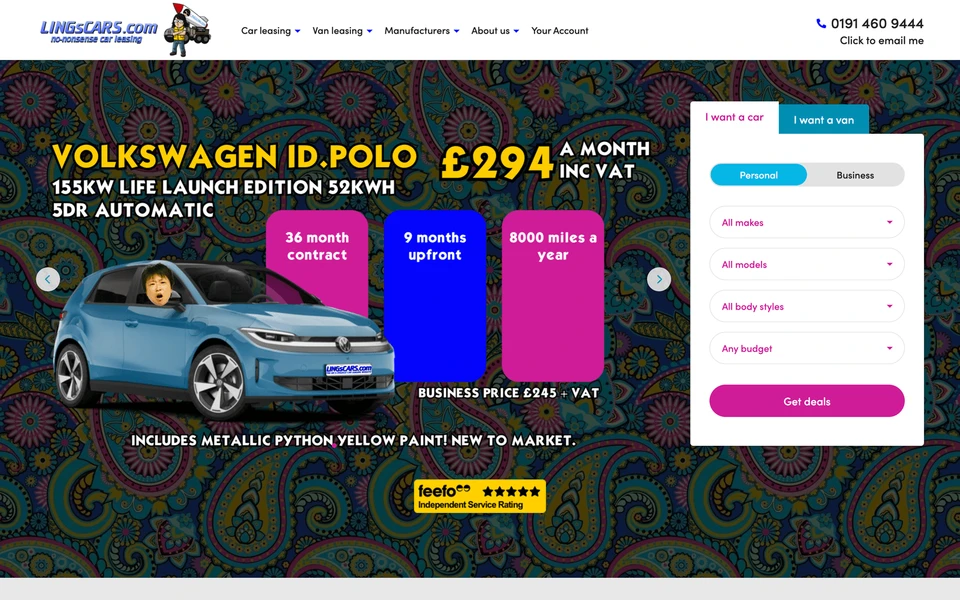 Screenshot of LingsCars.com