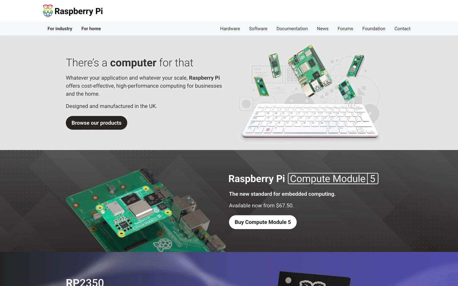 Top screenshot of RaspberryPi.com