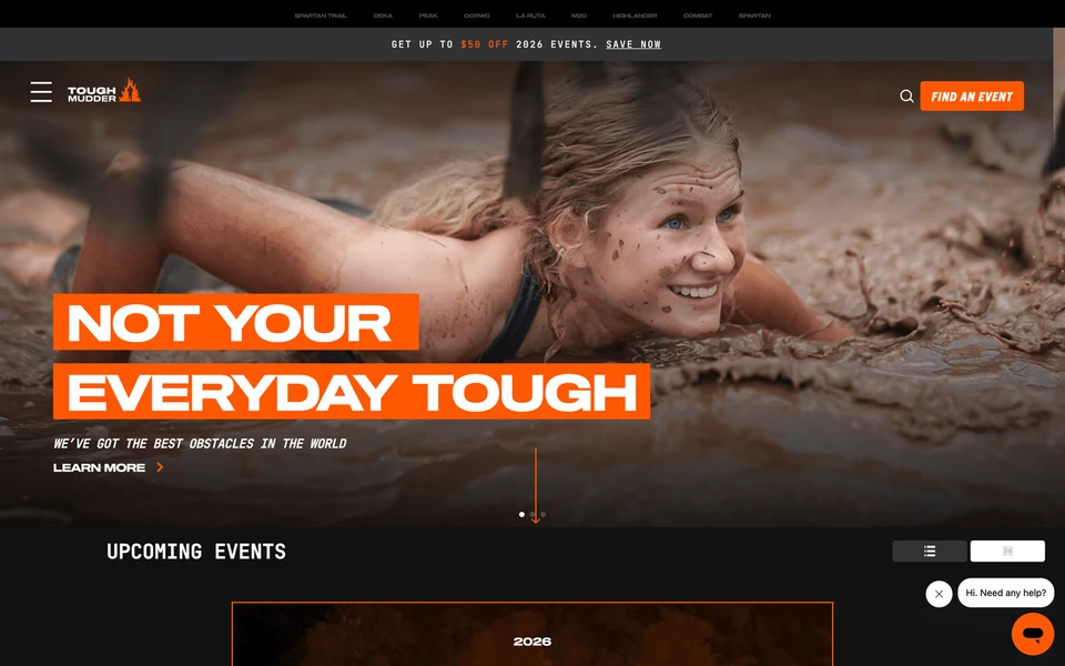 Screenshot of ToughMudder.com