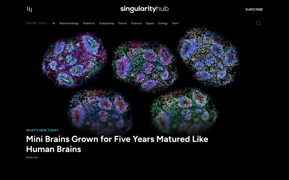 Screenshot of SingularityHub.com