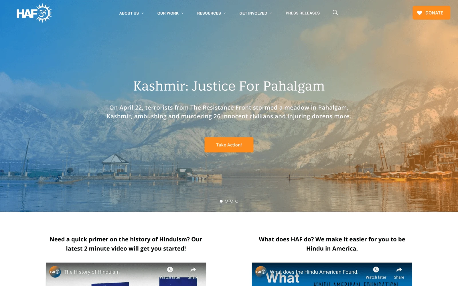 Top screenshot of HinduAmerican.org